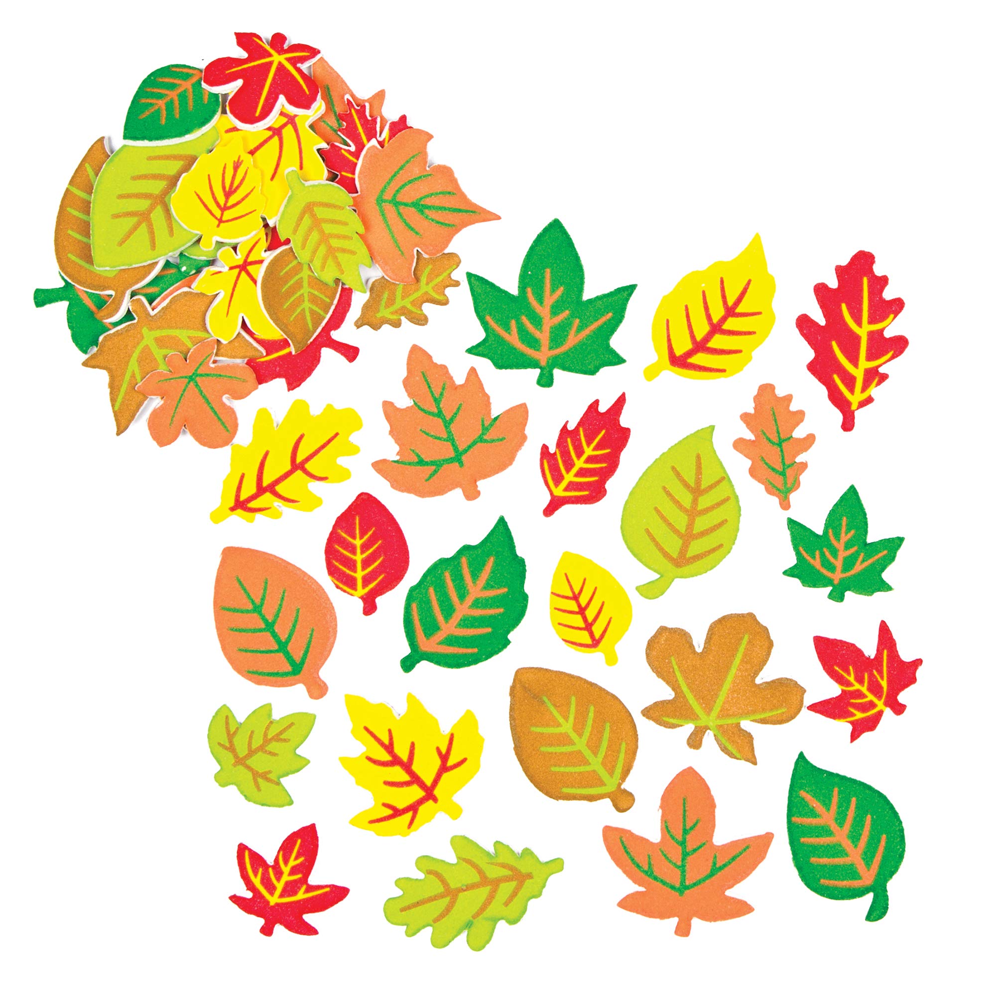 Baker Ross Leaf Foam Stickers, Arts and Craft Self Adhesive, Perfect for Children to Decorate Collages and Crafts, Ideal for Schools, Craft Groups, Party Crafting, Home and More (Pack of 144)