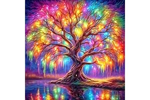SOTYIOO Diamond Painting Kits for Adults.Colorful Tree Diamond Art Full Drill Round Gem Art 5D Diamond Dots Suitable Home Wall Decor 14x14inch