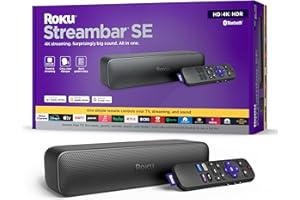 Roku Streambar SE | 2-in-1 TV Soundbar with Built-in 4K/HD/HDR Streaming, Premium Speakers, & Enhanced Speech Clarity for Crisp, Clear Dialogue - Quick Guided Simple Setup