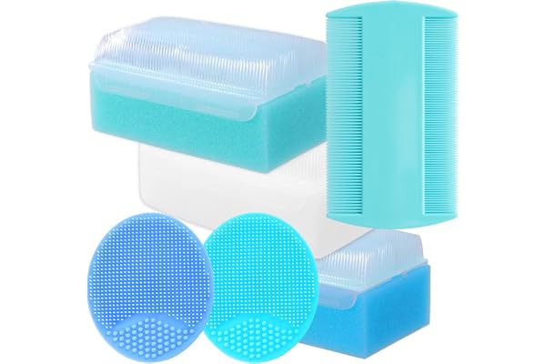 Cradle Cap Brush & Baby Comb Set - Newborn Bath Essentials | Baby Cradle Cap Treatment | Baby Scalp Scrubber (6-Pack)