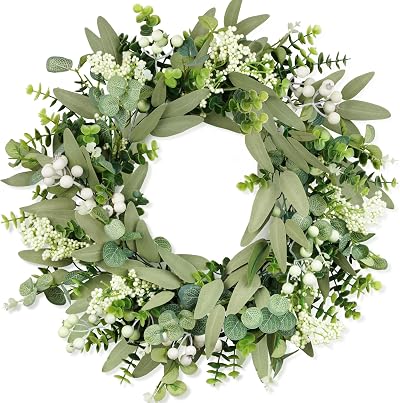 COLORSPEC Eucalyptus Wreath 20 Inch Front Door Decor Green Spring