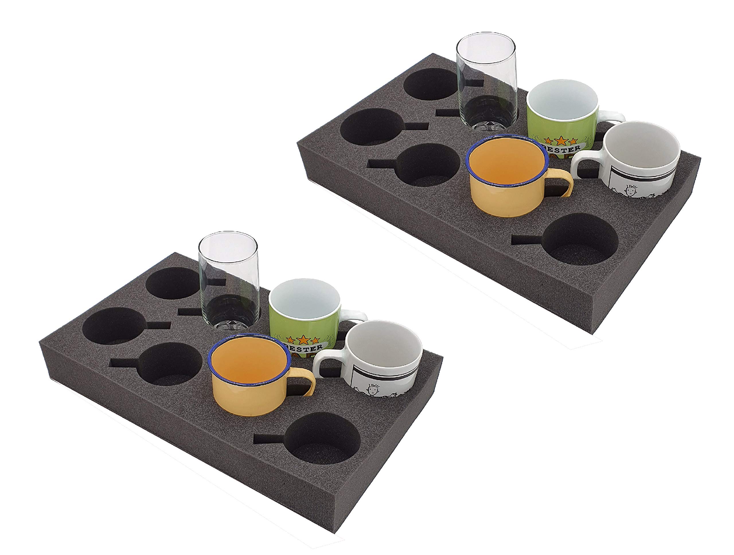 Cup Holder, Glass Holder, Space for up to 8 Pieces, Foam, for Camping, Caravan, Motorhome, Boat, Pack of 2