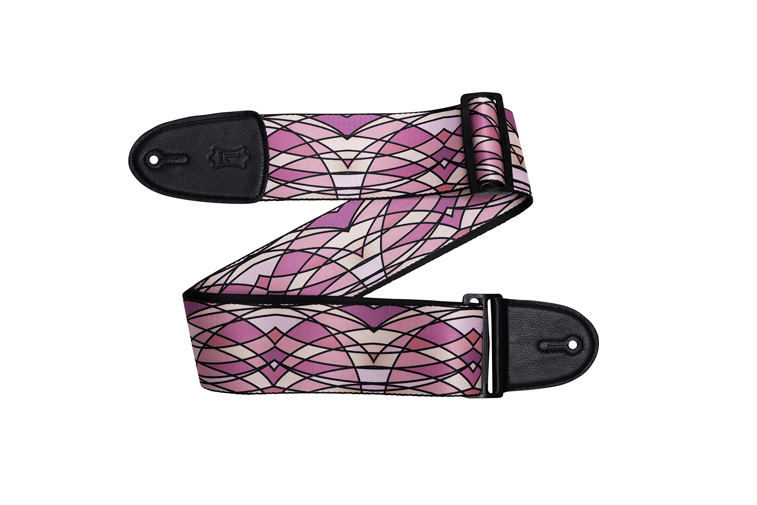Levy's Leathers Musical Instrument 3" Stained Glass Guitar Strap Colorway Design, Kaleidoscope Pink, Standard