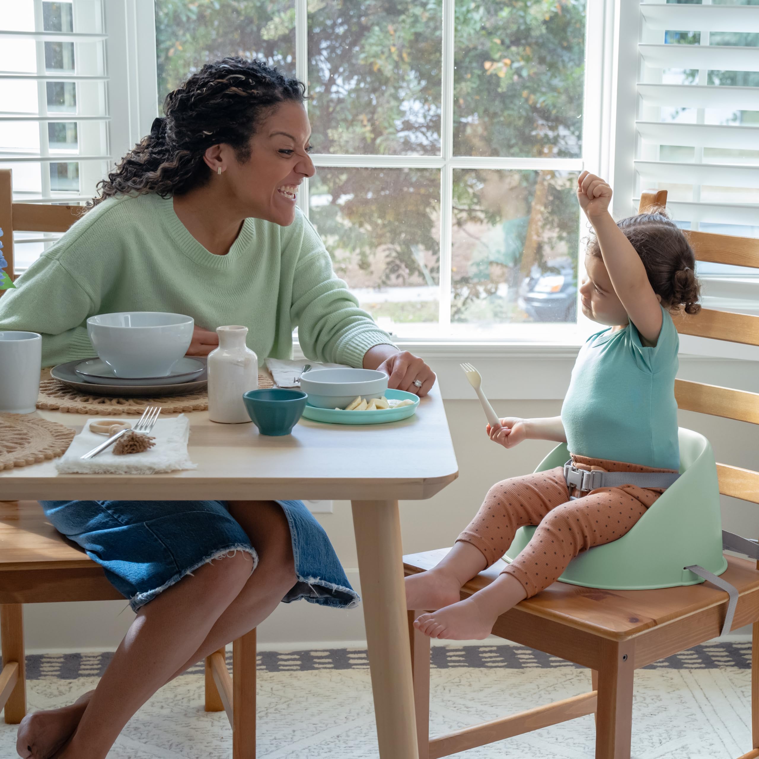 Ingenuity: ity by Ingenuity My Spot Easy-Clean Baby Booster Feeding Chair, 3-Point Harness, Washable Removable Straps - Green