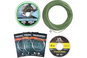M MAXIMUMCATCH Maxcatch Fly Fishing Line Combo Kit, Weight Forward Floating Line with Two Welded Loops, Backing Line, Tapered Leader and Tippet