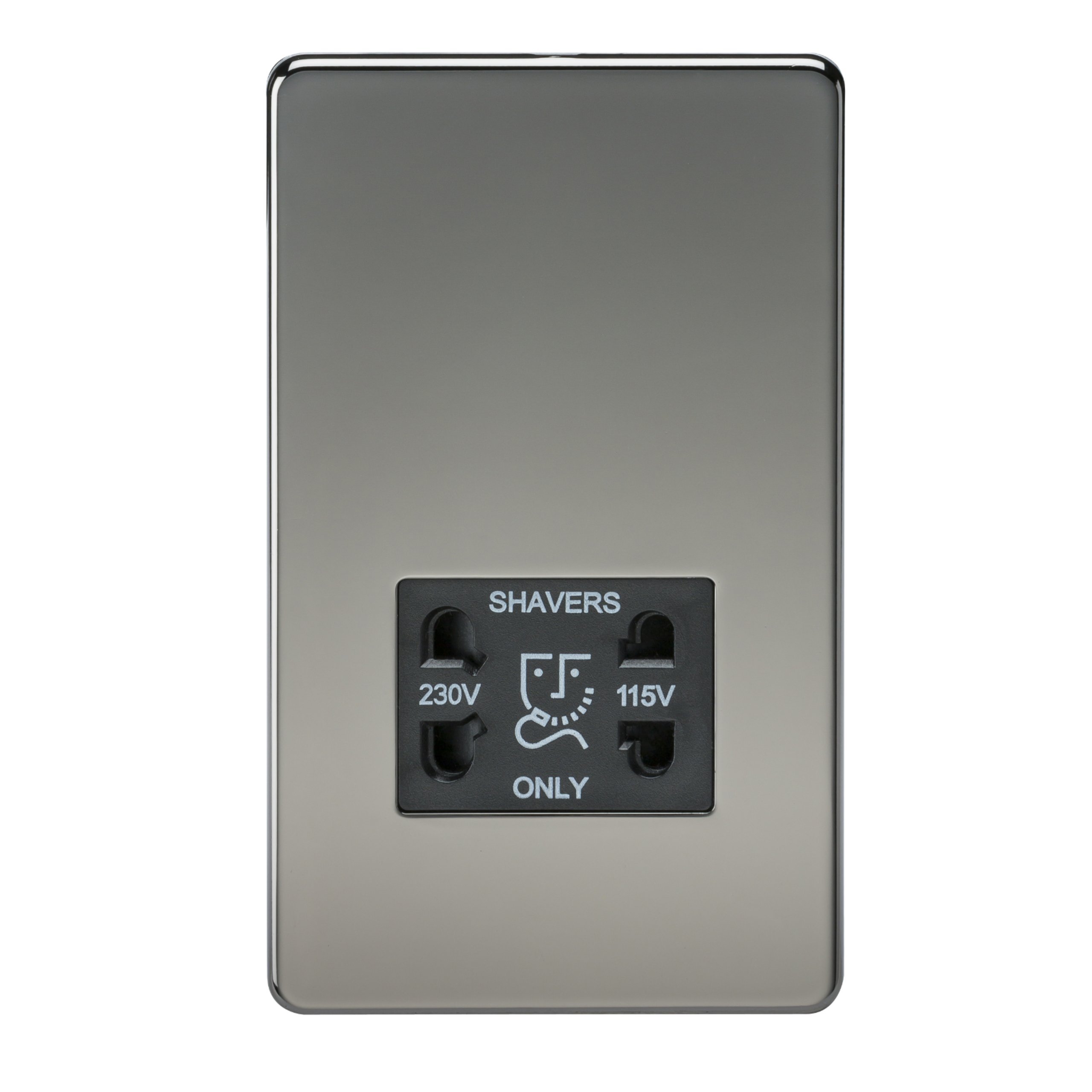 Knightsbridge SF8900BN Screwless Dual Voltage Shaver Socket in Black Nickel, 4.3 mm*87.5 mm*147.5 mm