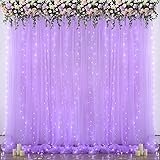 Lavender Tulle Backdrop Curtain with Led Lights for