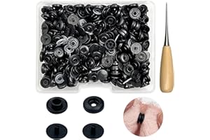 GTAAOY 120 Sets T5 Plastic Snap Buttons - No Sew No Tools Required, Hand Press Fasteners for DIY Crafts, Clothing Repair & Home Decor (Black)