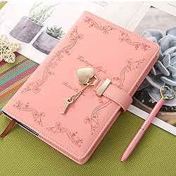 Mousbull Girls Diary with Lock and Key, Cute Heart
