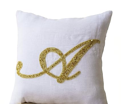 Amazon Com Amore Beaute Handmade Monogrammed Decorative Pillow