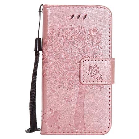 ISAKEN Kompatibel mit iPhone 4 4S Hülle, PU Leder Flip Cover Brieftasche Geldbörse Wallet Case Ledertasche Handyhülle Tasche 