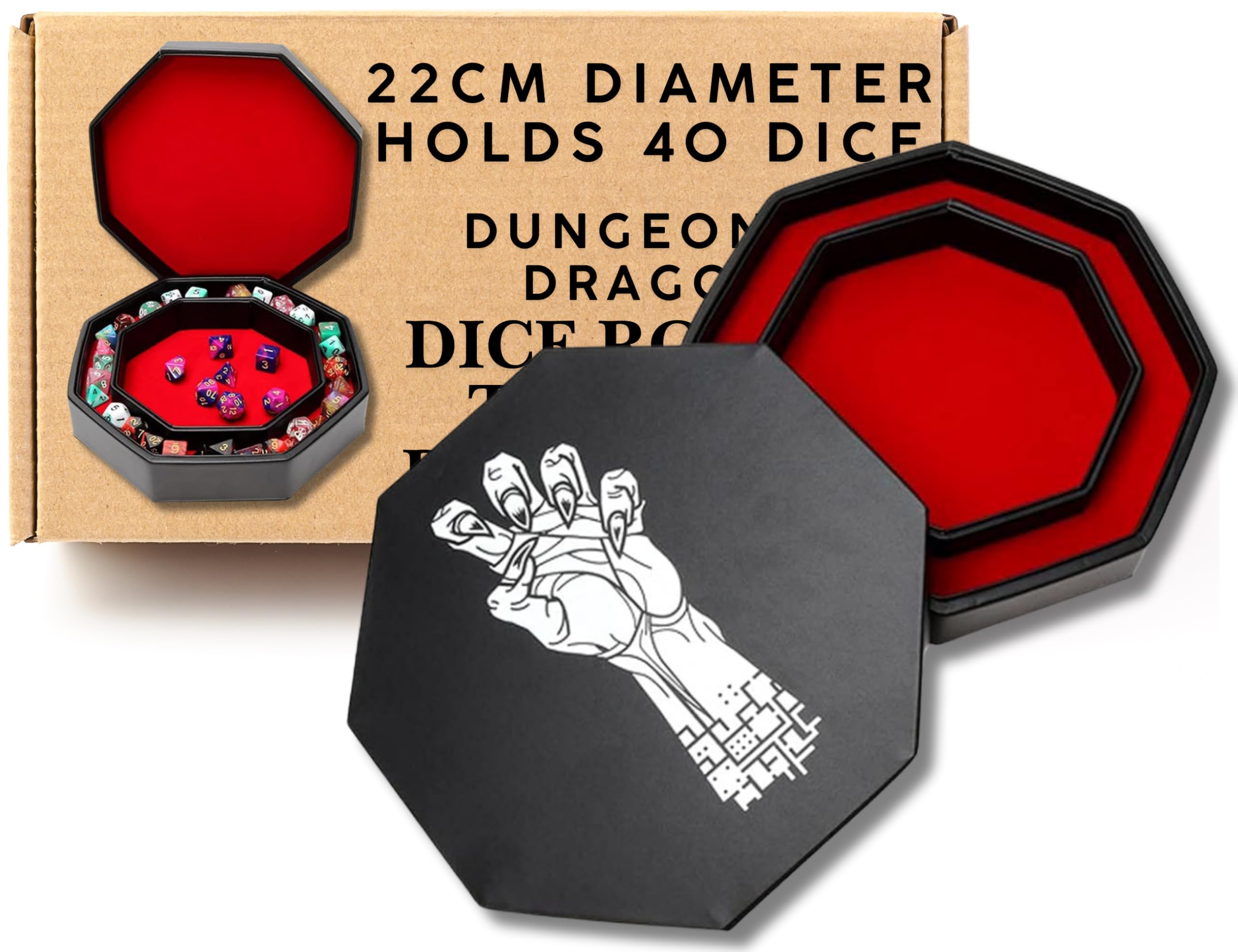 Grinning Gargoyle - 22cm DND Dice Tray - Vecna Artwork - Perfect Polyherdral Dice Storage - RPG Rolling Mat - DnD Dice Box for Storage and to Protection - DD Dice Trays - DnD Accessories - DnD Gifts