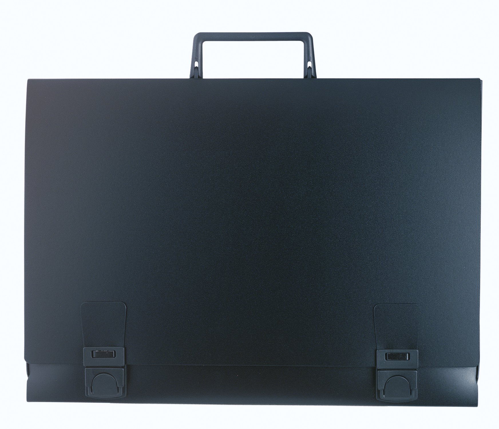 Exacompta - Ref 59201E - Plastic Art Case - 520 x 710mm in Size, Suitable for Transporting A2 Documents, Rigid Handle, Strap Closure to Secure Documents - Black Cover