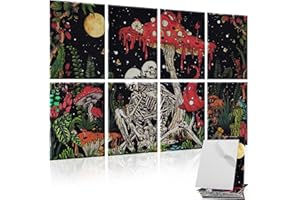 Tutmyrea 8 Pack Art Acoustic Panels, 48"X32" Self-Adhesive Soundproof Wall Panels, Decorative Sound Absorbing Panels, Acoustic Treatment for Studio Home ​Office (Mushroom Skull)