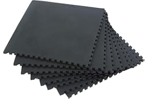 BODYTECH Puzzle Exercise Mat Interlocking Foam and Tile Mats for Home Gym. Floor Padding for Small Child. Black Color 18 x 18 x ½ Thick 8 Sheet 18
