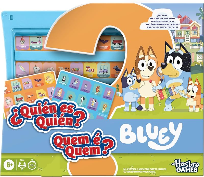 Jogo Quem é Quem para Crianças? Edição Bluey, Jogos de Tabuleiro Família & Viagem, 6+ - Versão espanhola - portuguesa