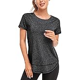 Abrooical Women's Short Sleeve Workout Shirts Crew Neck Sports Yoga Running Quick Dry Tops Side Split Tee