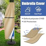 Teynewer Parasol Cover Cantilever 2 Sizes Waterproof UV Windproof Khaki view 2