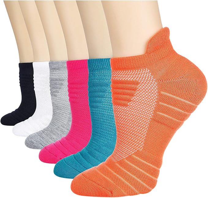 Eallco Women's Athletic Ankle Socks Running Cushion Socks 6 Pairs Large Size 10-12