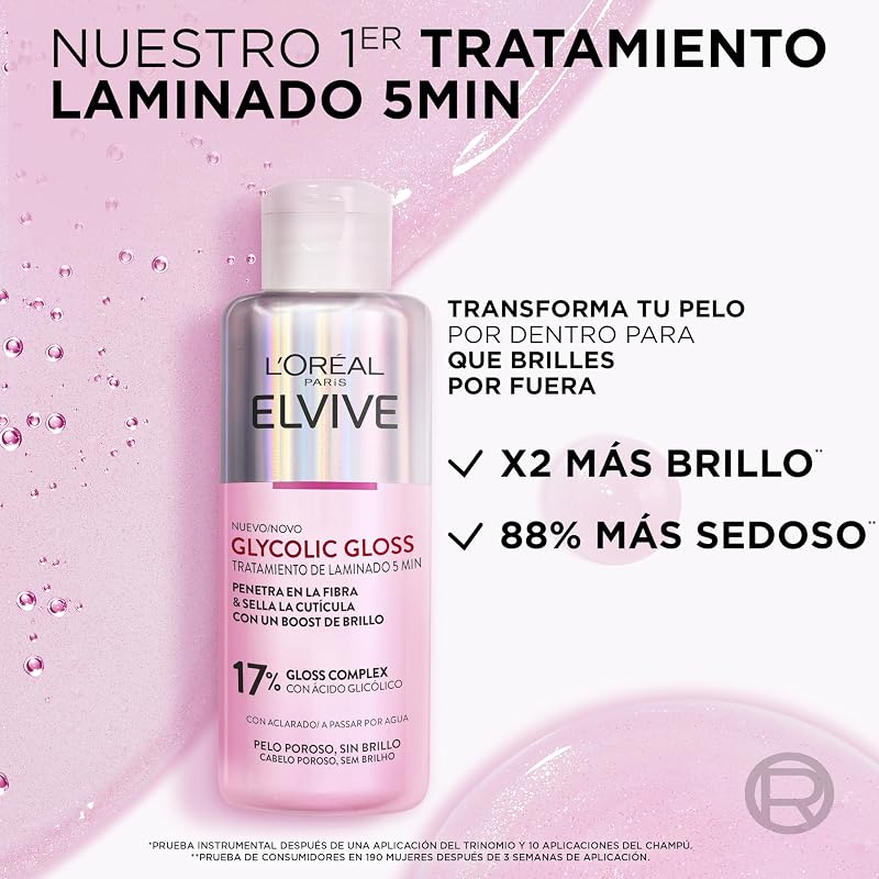 L'Oréal Paris Elvive Glycolic Gloss Tratamiento de Laminado, 200ml