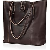 Genuine Leather Tote Bag for Women – Large Shoulder Handbag, Vintage Brown Purse, Stylish Work & Travel Tote Fits Laptop (Sawana Dark Brown)