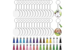 Modacraft Sublimation Keychain Blanks Set, 120Pcs with 2 Inch Round Blanks, Tassels, Keychain Rings, Jump Rings for DIY Crafting