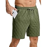 JMIERR Mens Sweat Shorts Drawstring Summer Beach Stretch Texture 7 inch Running Shorts with Pocket
