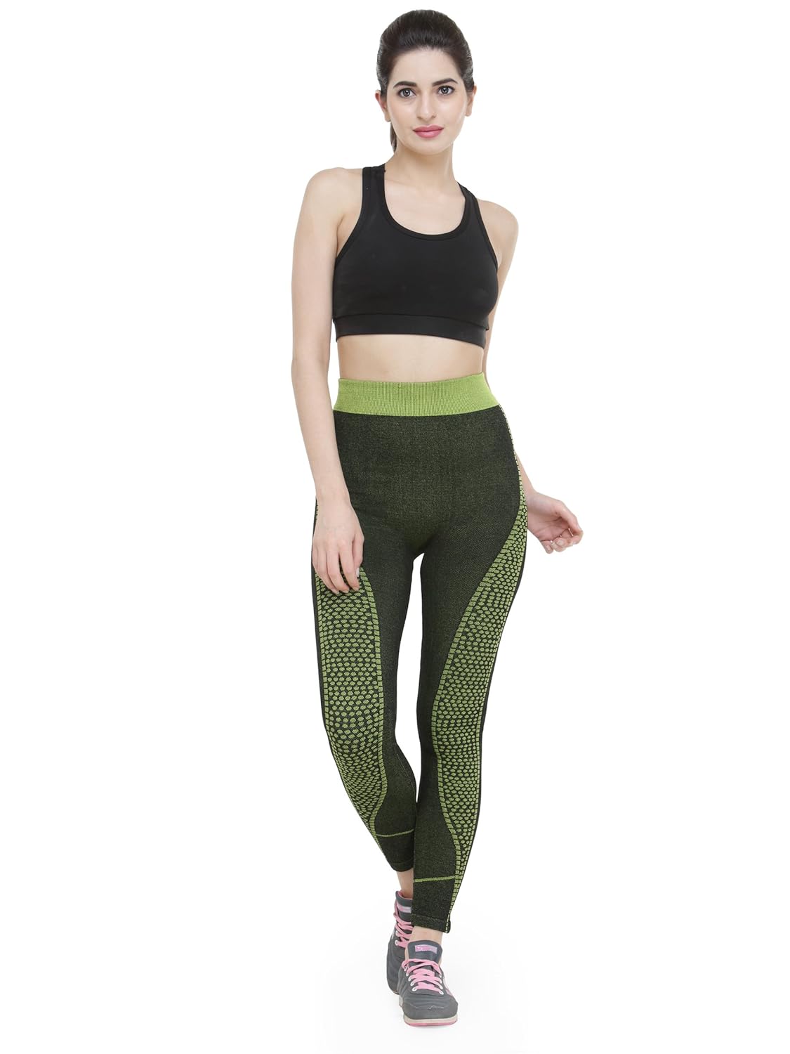 camey women's cotton leggings (lt55_new.green, black, free size)