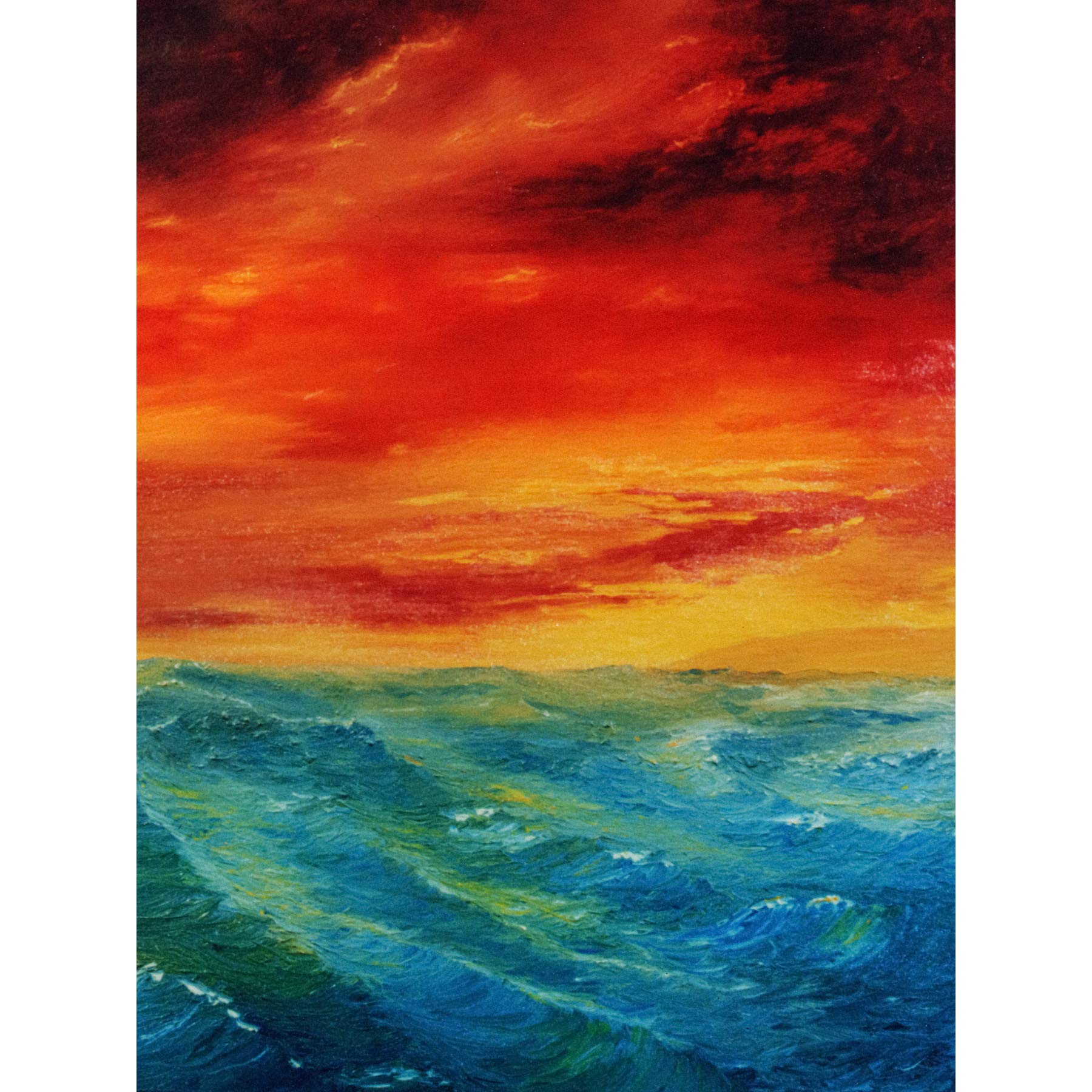 Wee Blue Coo Sky Seascape Sunset Waves Red Blue Large Wall Art Poster Print Thick Paper 18X24 Inch