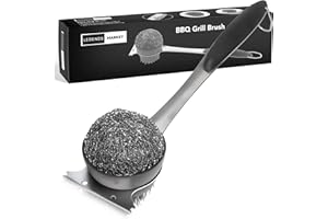 Legends Market BBQ Grill Brush and Scraper Heavy Duty - Long Handle Grill Brush w/Dual-Sided Design - Nylon Bristle Free Grill Brush for Outdoor Grill, Safe BBQ-Aid Barbecue Grill Brush and Scraper