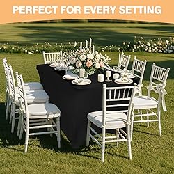 6 Pack 6 Feet Black Spandex Tablecloth for