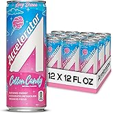 Accelerator Energy Drink, Cotton Candy 12oz can (12 pack), Zero Sugar, Sustained Energy from 100% Natural Caffeine (200mg from Green Coffee Bean & Green Tea extract)
