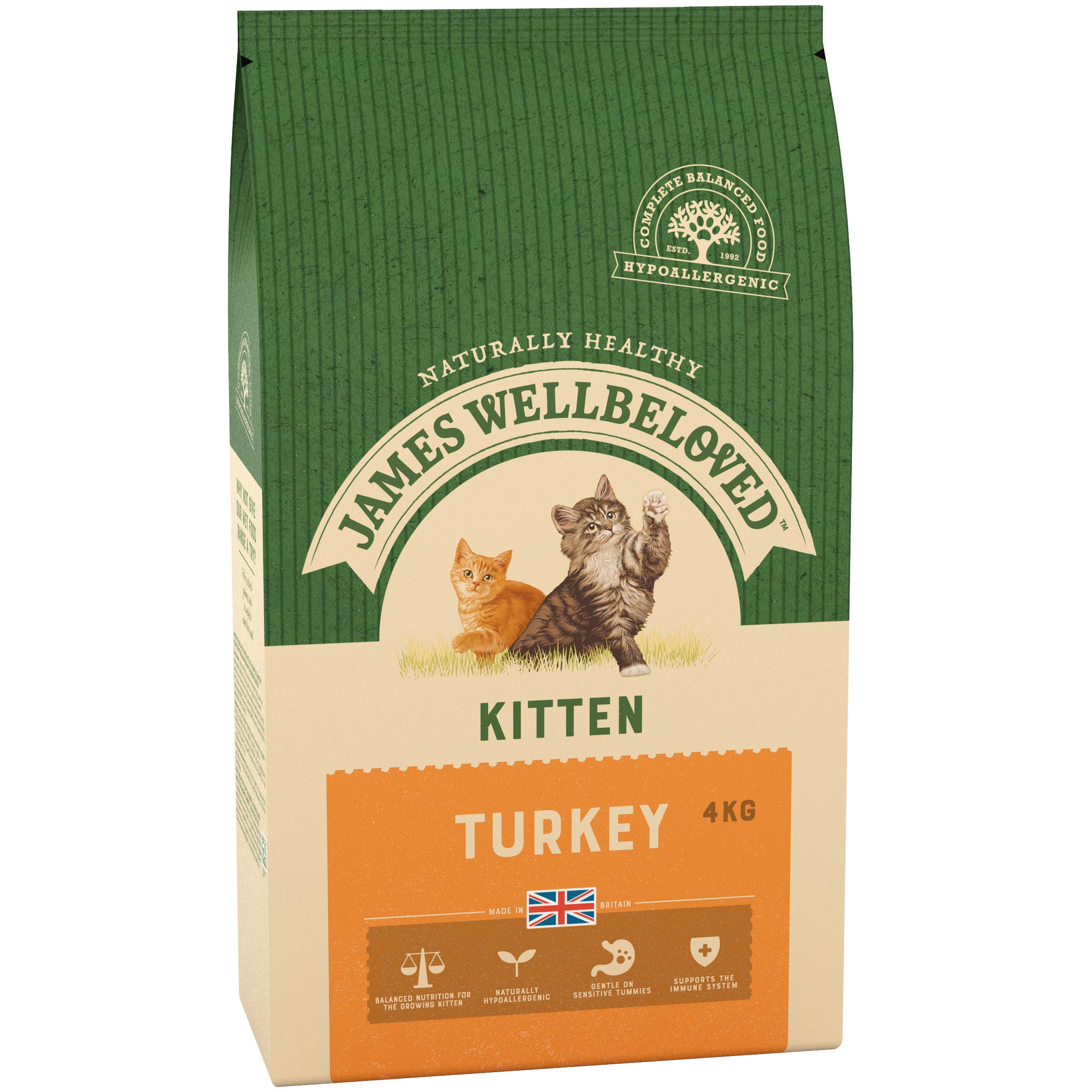 James Wellbeloved Kitten Turkey 4 kg Bag, Hypoallergenic Dry Cat Food