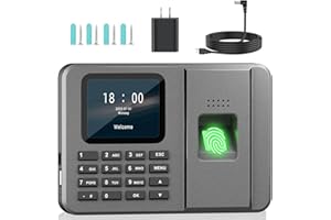 FIONOFY Time Clocks for Employees Small Business, Fingerprint + PIN, Clock in and Out Machine for Employees, No Monthly Fee No Software Required, Grey