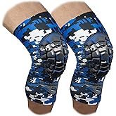 Bucwild Sports Volleyball Knee Pads | Padded Knee Compression Sleeves with Anti-Slip Grip & Flatten-Resistant Cushion | For Basketball, Wrestling & Training – 1 Pair (Royal Blue Camo, Medium)