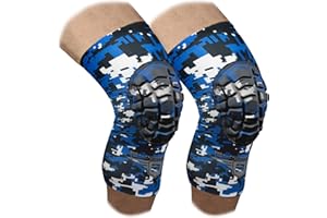 Bucwild Sports Volleyball Knee Pads | Padded Knee Compression Sleeves with Anti-Slip Grip & Flatten-Resistant Cushion | For Basketball, Wrestling & Training – 1 Pair (Royal Blue Camo, Small)