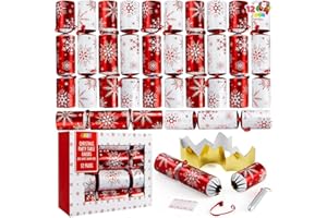 JOYIN 12 Pack Christmas Party Favor Non-Snap Red & White Snowflake Design Party Table Favors with Holiday Party Favor Supplies for Kids and Adults, Christmas Parties, Dinners and Holidays