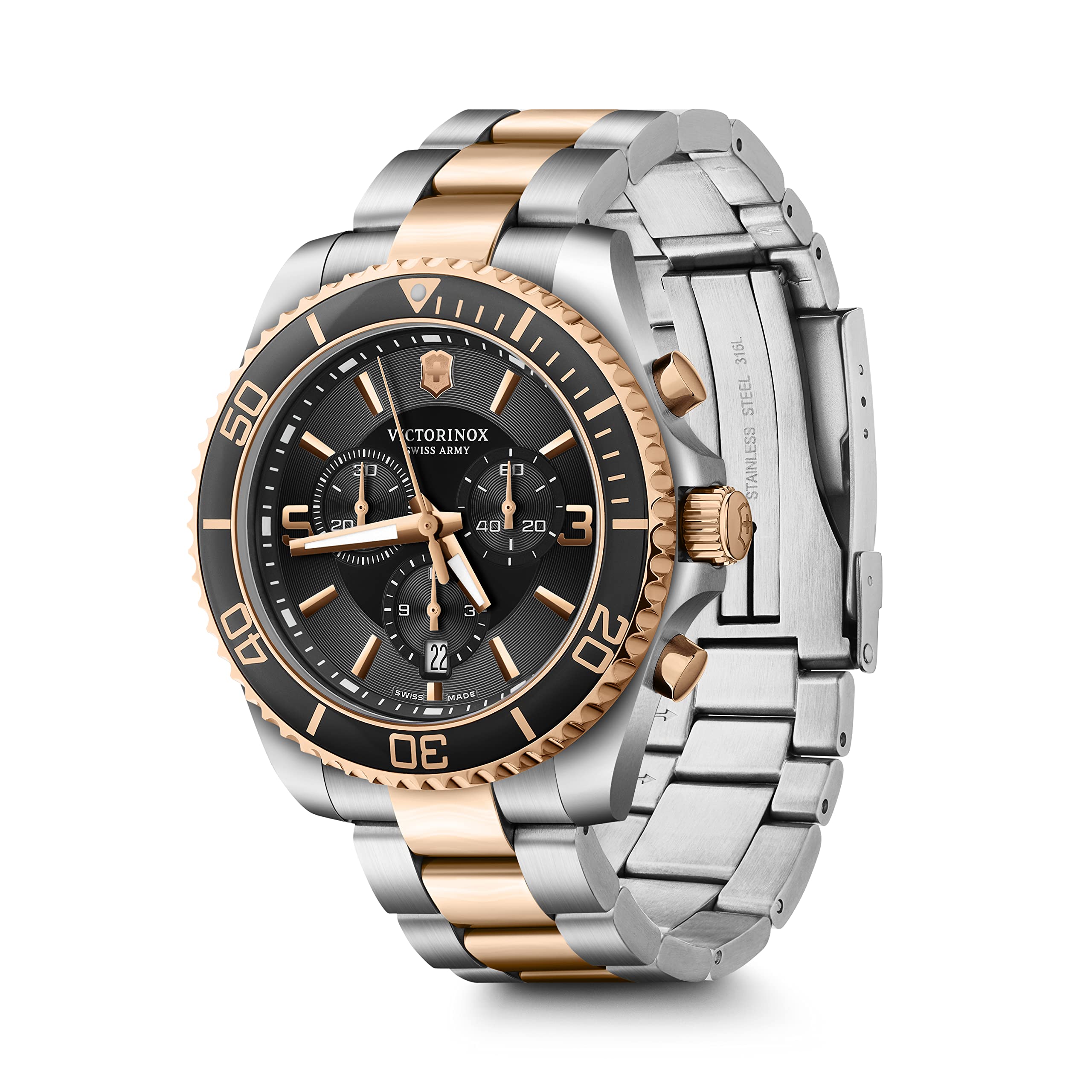 Victorinox Victorinox Herren-Uhr Maverick Chronograph, Herren-Armbanduhr, Analog, Quarz, Wasserdicht bis 100 m, Gehäuse-Ø 43 mm, Armband 21 mm