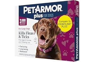 PetArmor Plus Flea and Tick Prevention for Dogs, Dog Flea and Tick Treatment, 3 Doses, Waterproof Topical, Fast Acting, Large Dogs (45-88 lbs)