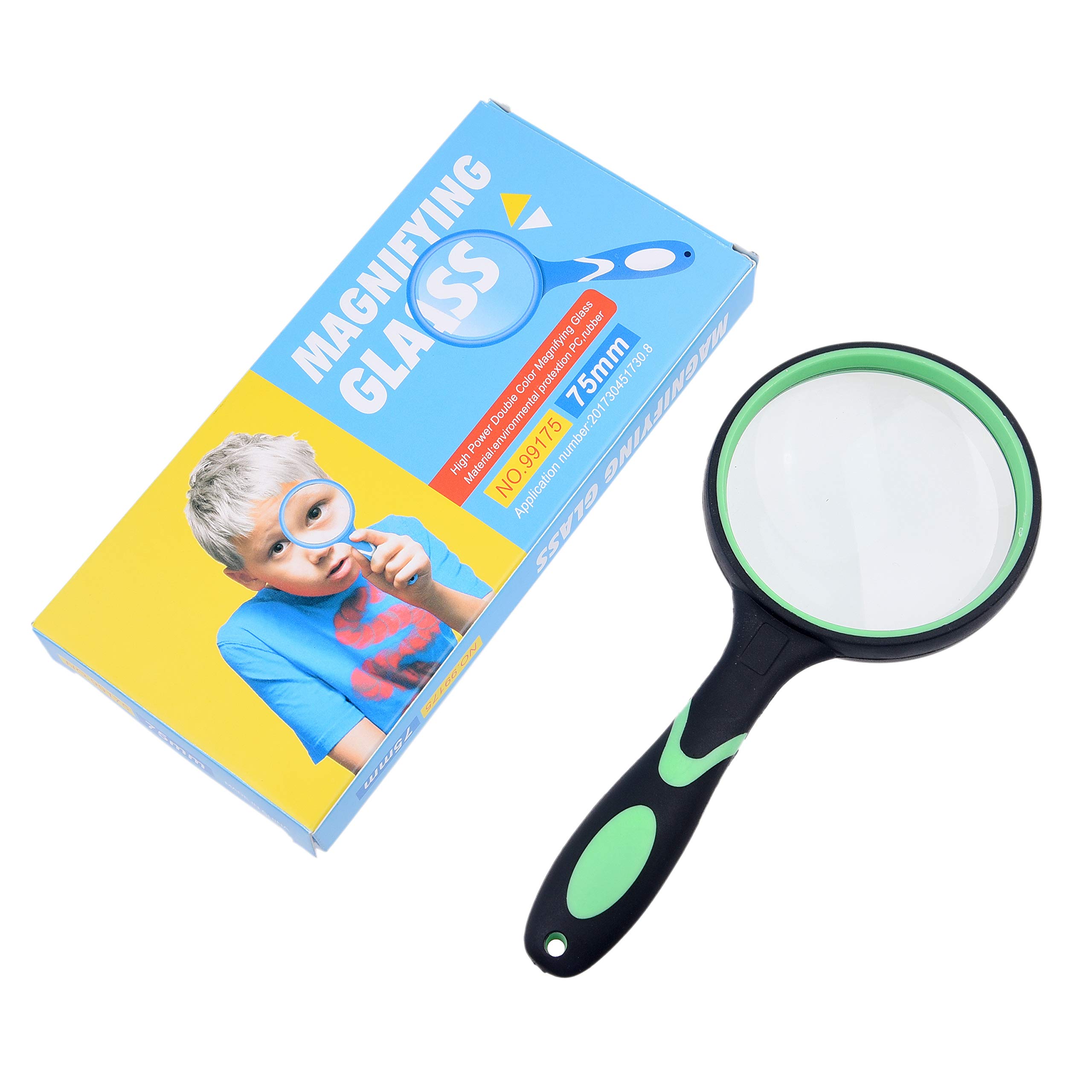 Kare & Kind 8X Handheld Reading Magnifier - 75MM Large Magnifying Lens - Non-Slip Soft Handle - Great for Science, Reading Books, Newpapers - Insect and Plant Observation - Kids, Adults and Elderly