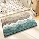 Loismood Bathroom Mat Super Absorbent Fluffy Microfiber Bath Rug Non Slip and Machine Washable Bath Mat for Bathroom, Bedroom and Living Room (Cyan, 24"x16")
