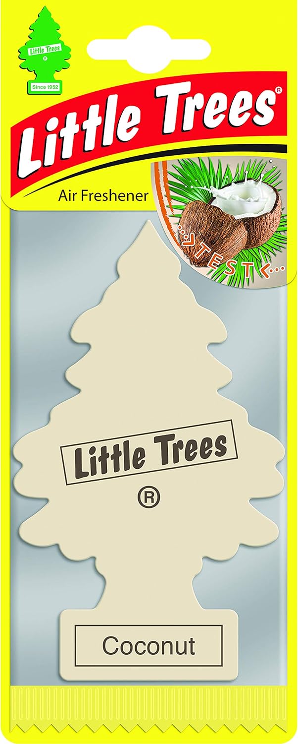 Little Trees Air Freshener Tree MTR0053 Coconut Fragrance For Car Home Boat Caravan - Single Pack, brown