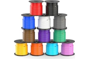 SUZCO 12 Pack 100FT Automotive Primary Wire Spools Enough 14 Gauge Meets SAE J1128, M1L56A & MS3450 Standards CCA Low Voltage Electrical Hookup Wiring for Car Audio Stereo Trailer