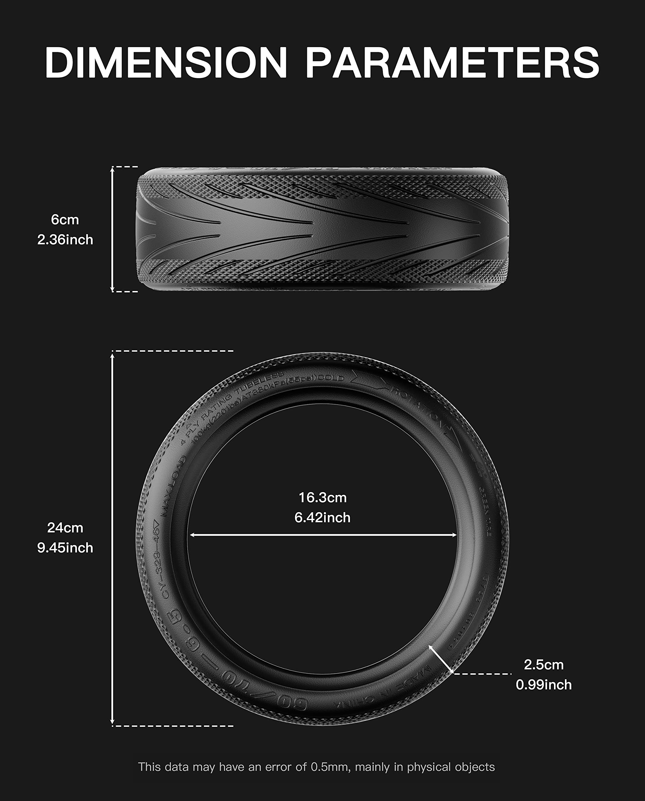 stio Tubeless Front Tire Compatible with Ninebot by Segway Max G30 G30LP KickScooter Rubber Vacuum Outer Tyre 10 Inch Non-Slip Max G30 Front Rear Tire 60/70-6.5 Kick Scooter Original Accessories