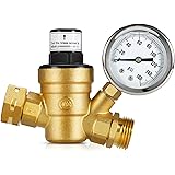 Kohree Adjustable RV Water Pressure Regulator Valve with Gauge, Upgrade Brass Lead-Free Water Pressure Reducer Reducing Valve