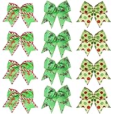 YKYUASD 12 Pcs Red Green Christmas Bows 6 Inch Large Wreaths Bows for Xmas Tree Garland Gift Wrapping Christmas Decoration for Holiday Party Crafts Ribbon Ornaments
