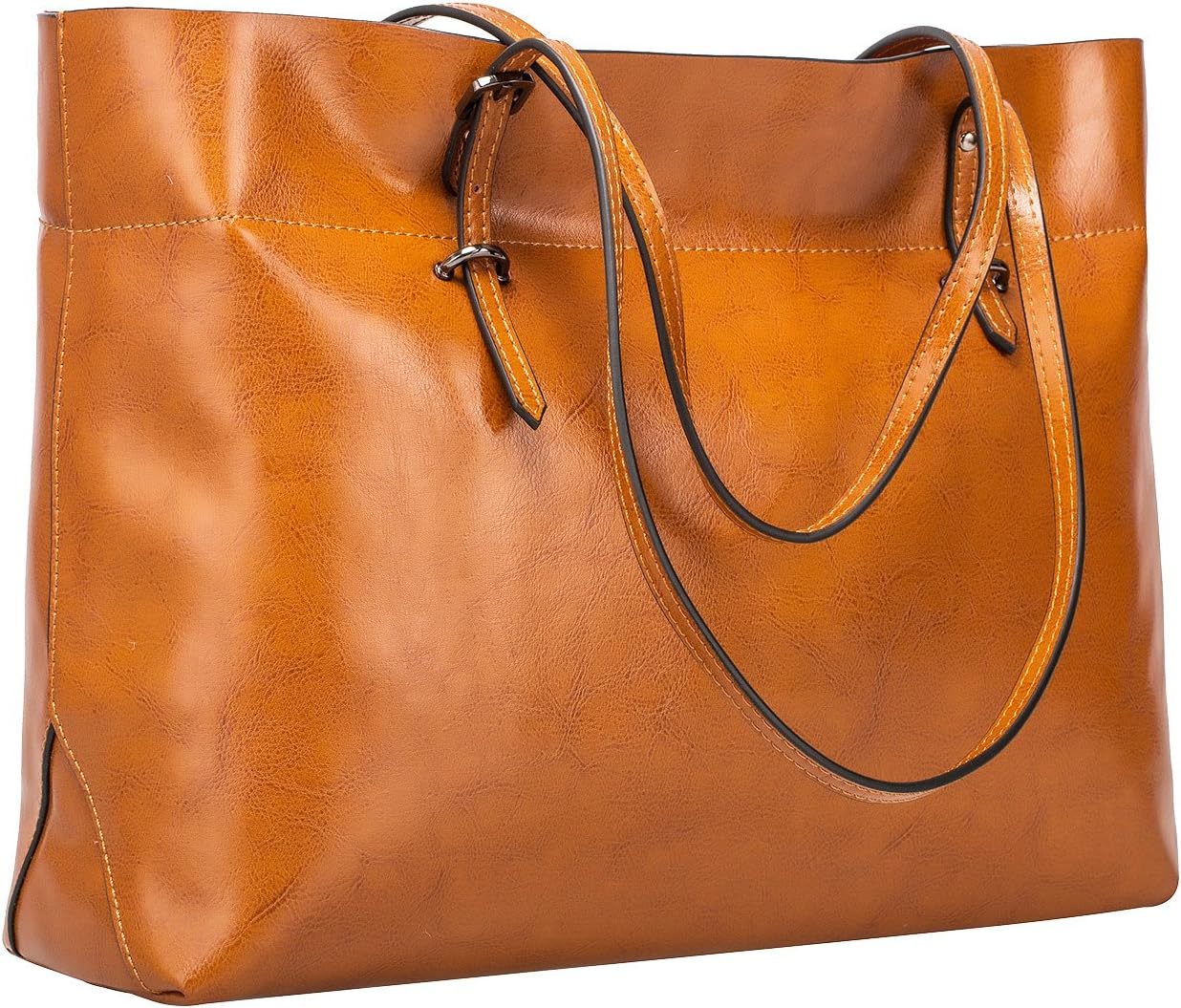 SZONE Women's Vintage Genuine Leather Tote Shoulder Bag Handbag (Brown