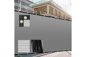 SUNNY MOOD 6' x 25' Custom Size Gray Fence Privacy Screen Windscreen 160 GSM Commercial Grade Mash Material UV Block - Custom Size Accepted