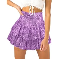 Peridot Clothing Mardi Gras Holographic Skater Skirt - Purple Green Gold Shattered Glass Spandex, Length 15.5"