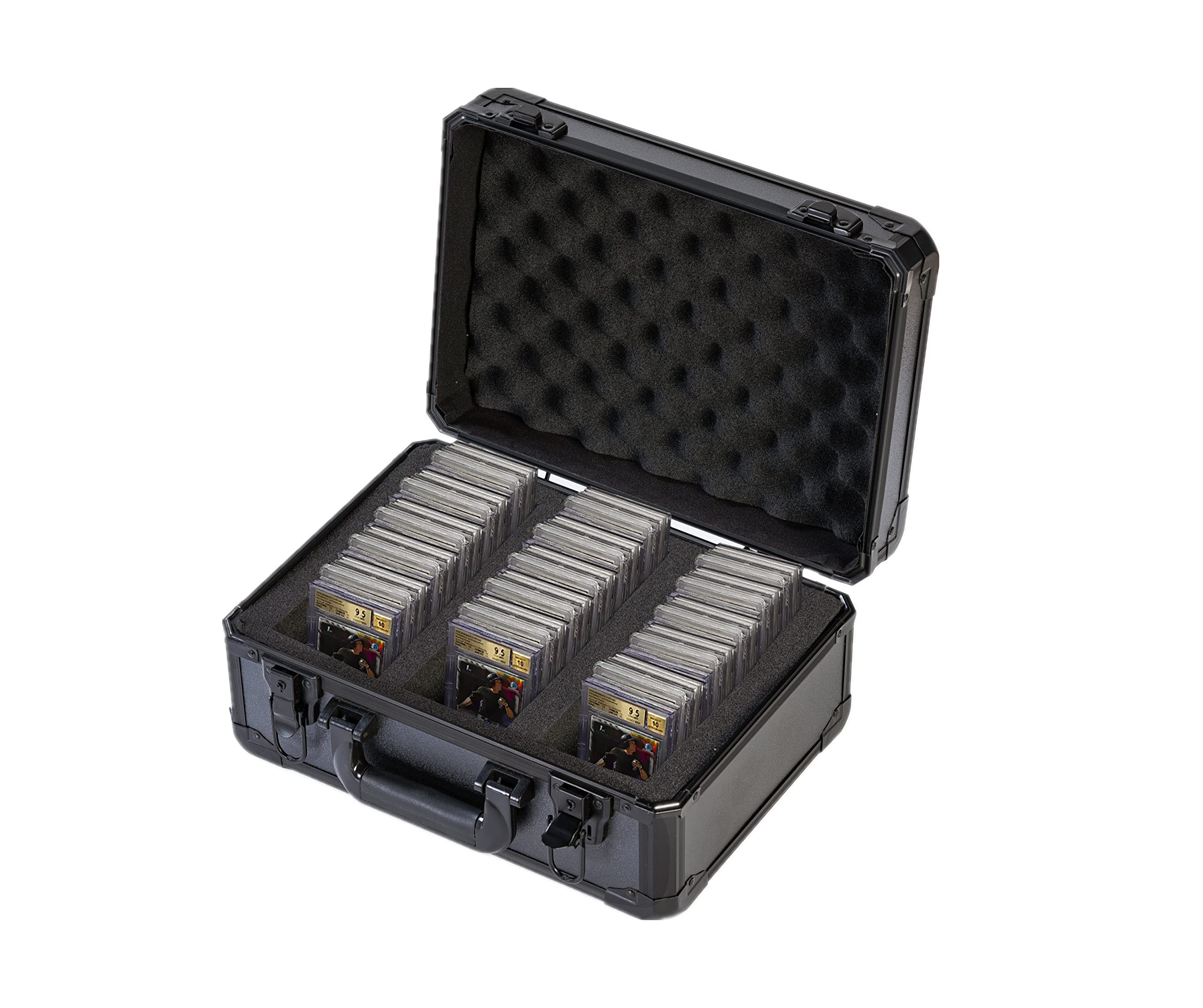 UGPLM 550-Card Deck Box With Divider - PU Leather, Black Red, Holds Trading & Sports Cards